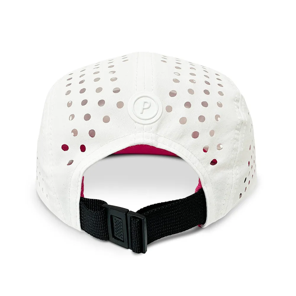 5-Panel White/Pink Cap - Perfect for Cycling and Running