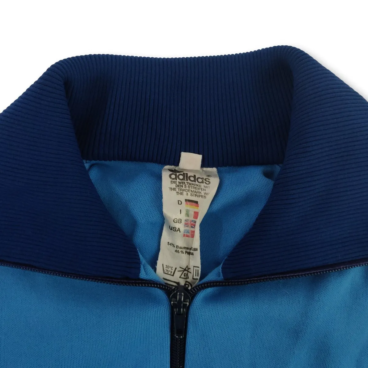 70s blue Adidas hooded track jacket