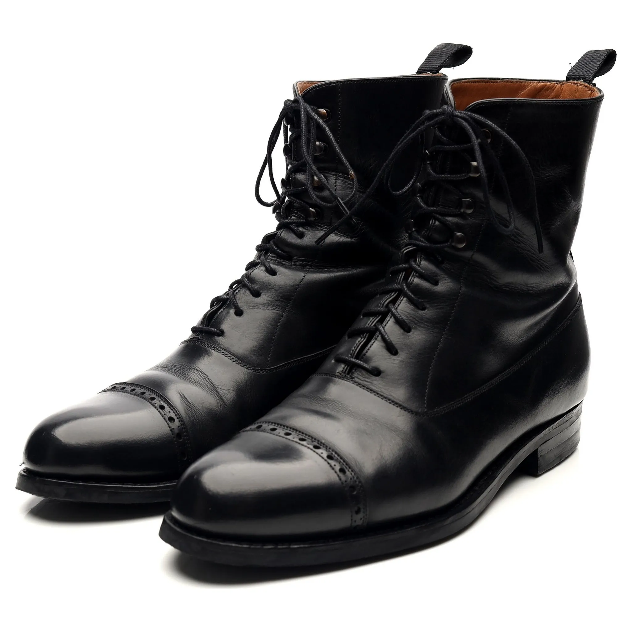 '80092' Black Leather Balmoral Boots UK 7 EE