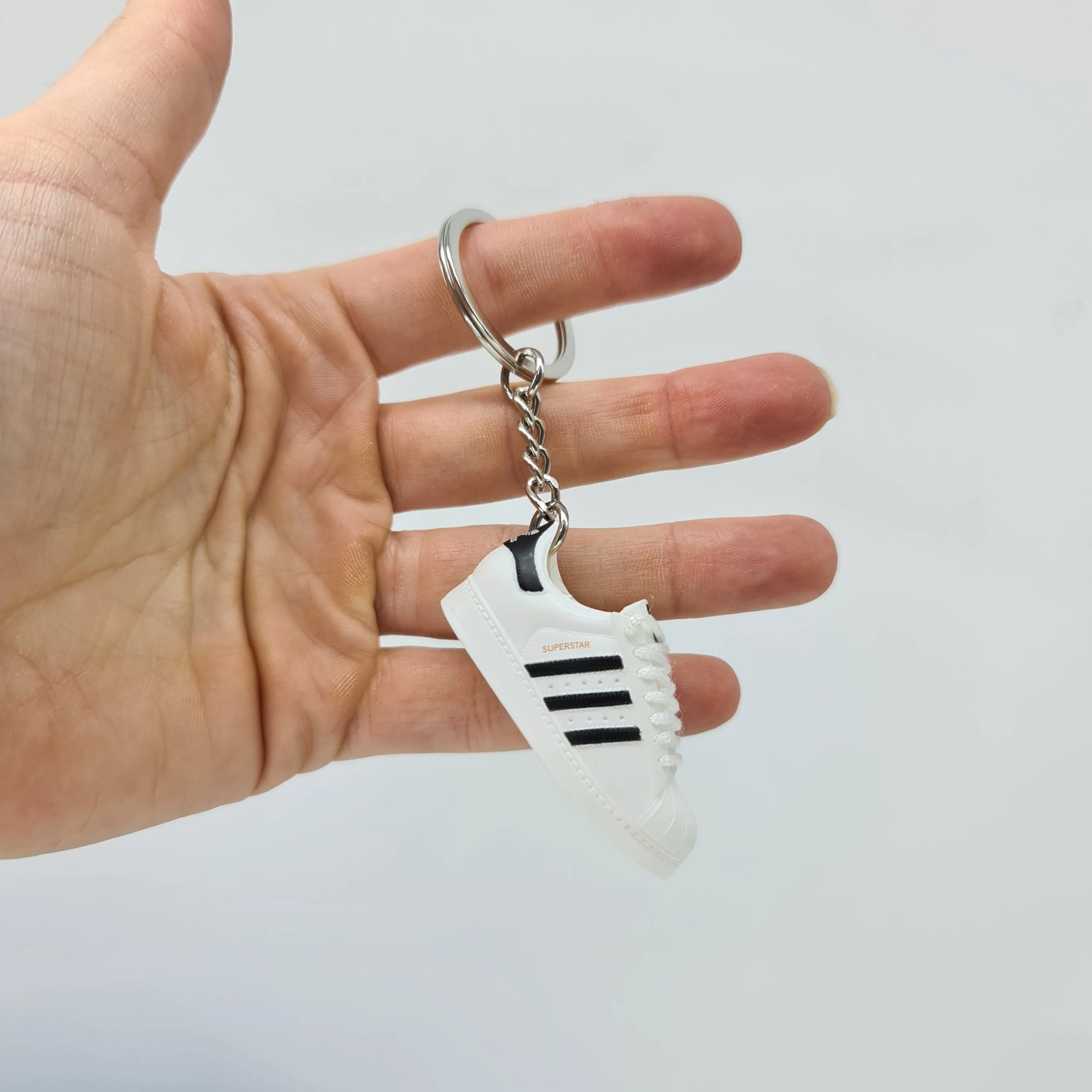 Adi Superstar White/Black Mini Sneaker Keyring.