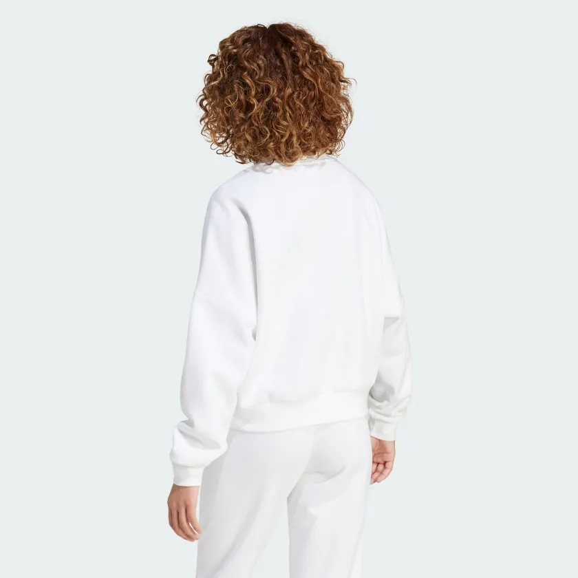 Adidas Women's White FeelCozy Crew with Small Logo.