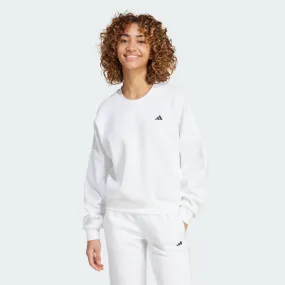 Adidas Women's White FeelCozy Crew with Small Logo.