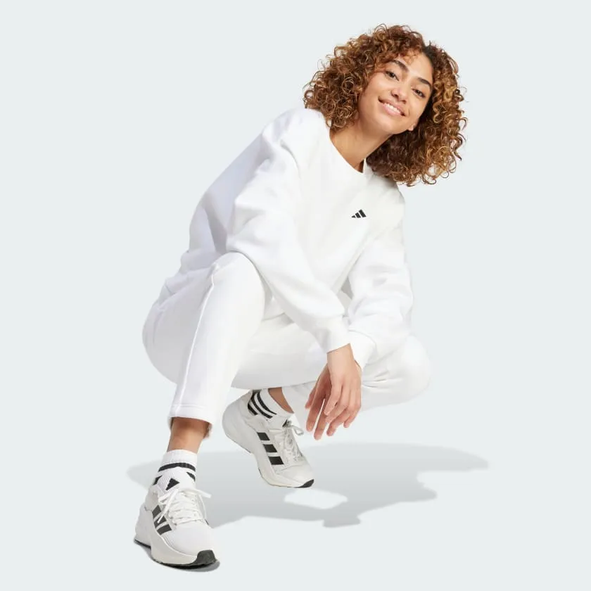 Adidas Women's White FeelCozy Crew with Small Logo.