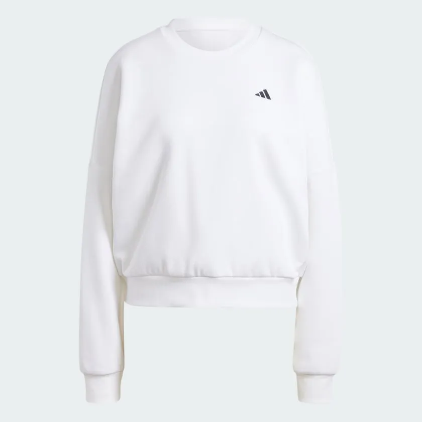 Adidas Women's White FeelCozy Crew with Small Logo.