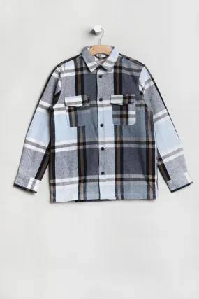 Amnesia Plaid Button-Up Youth Cotton Shirt