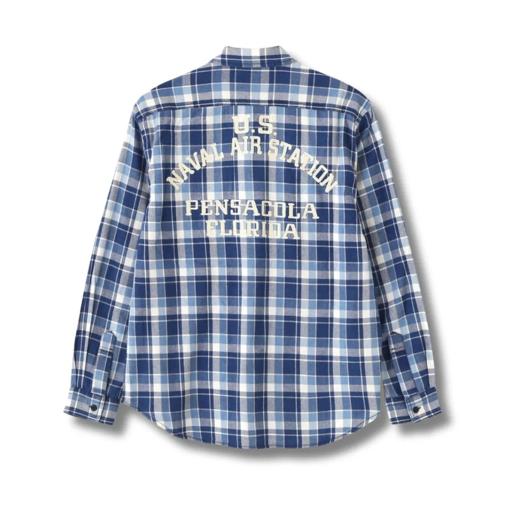 AVIREX | Plaid Pattern Unisex Street Style Long Sleeve Cotton