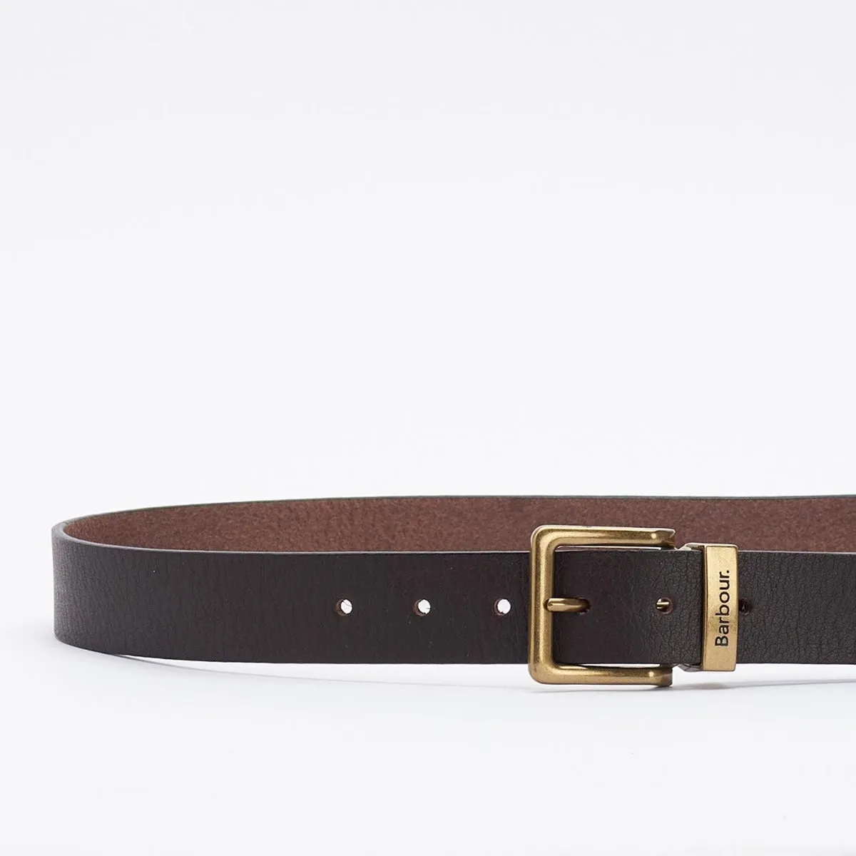 Barbour Black Leather Blakely Belt - Dark Brown