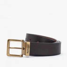 Barbour Black Leather Blakely Belt - Dark Brown