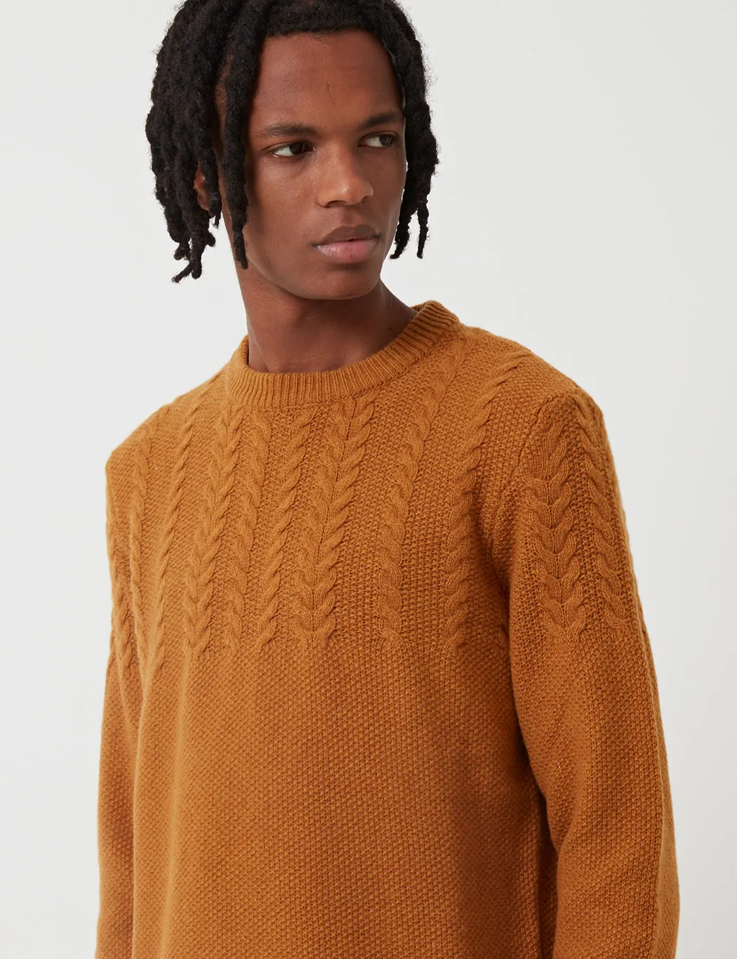 Barbour Crastill Cable Knit Sweatshirt - Mustard - Buy now