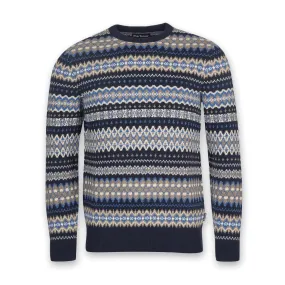 Barbour Fairisle Crew Neck Jumper Midnight