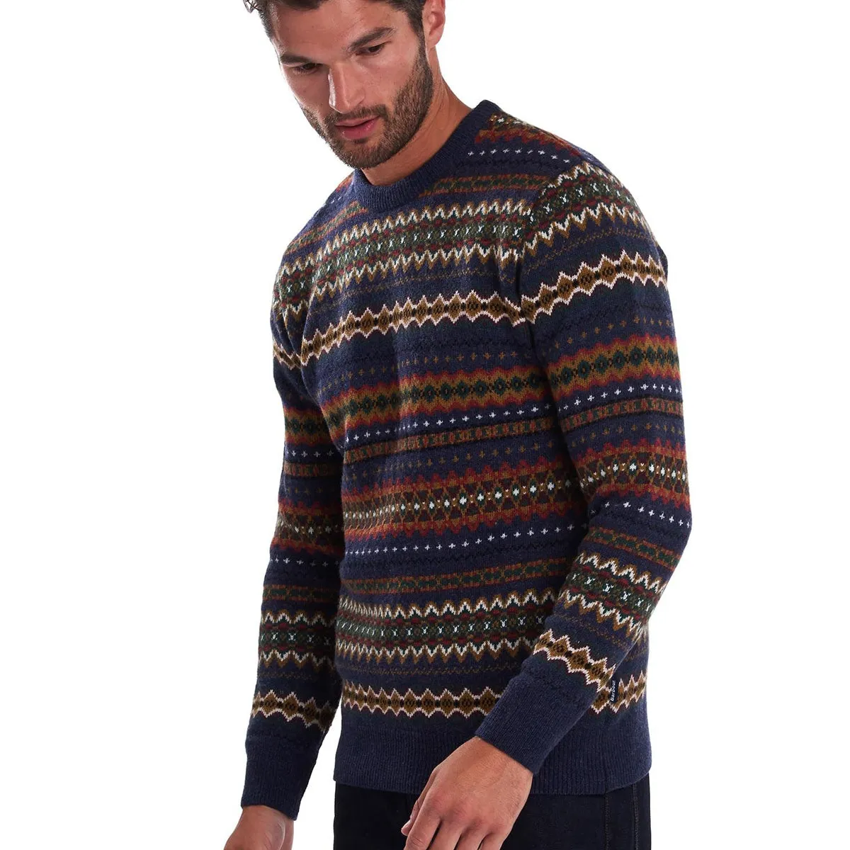 Barbour Fairisle Crew Neck Jumper Navy Marl