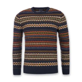 Barbour Fairisle Crew Neck Jumper Navy Marl