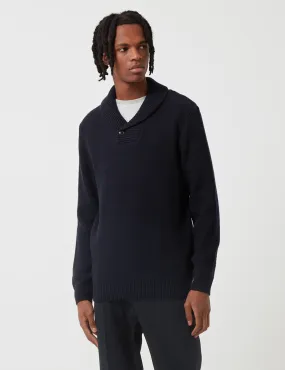 Barbour Honeycomb Shawl Neck Knit - Navy Blue