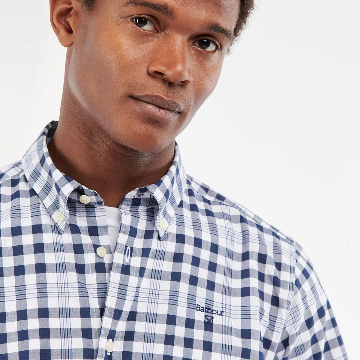 Barbour Middlet Gingham Check Shirt White Navy