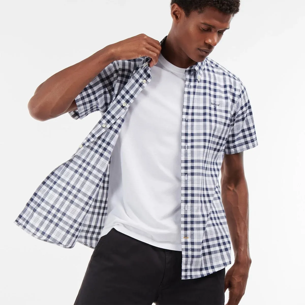 Barbour Middlet Gingham Check Shirt White Navy