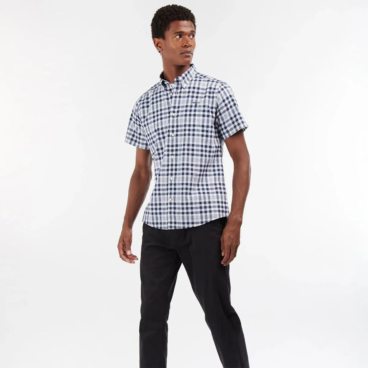 Barbour Middlet Gingham Check Shirt White Navy