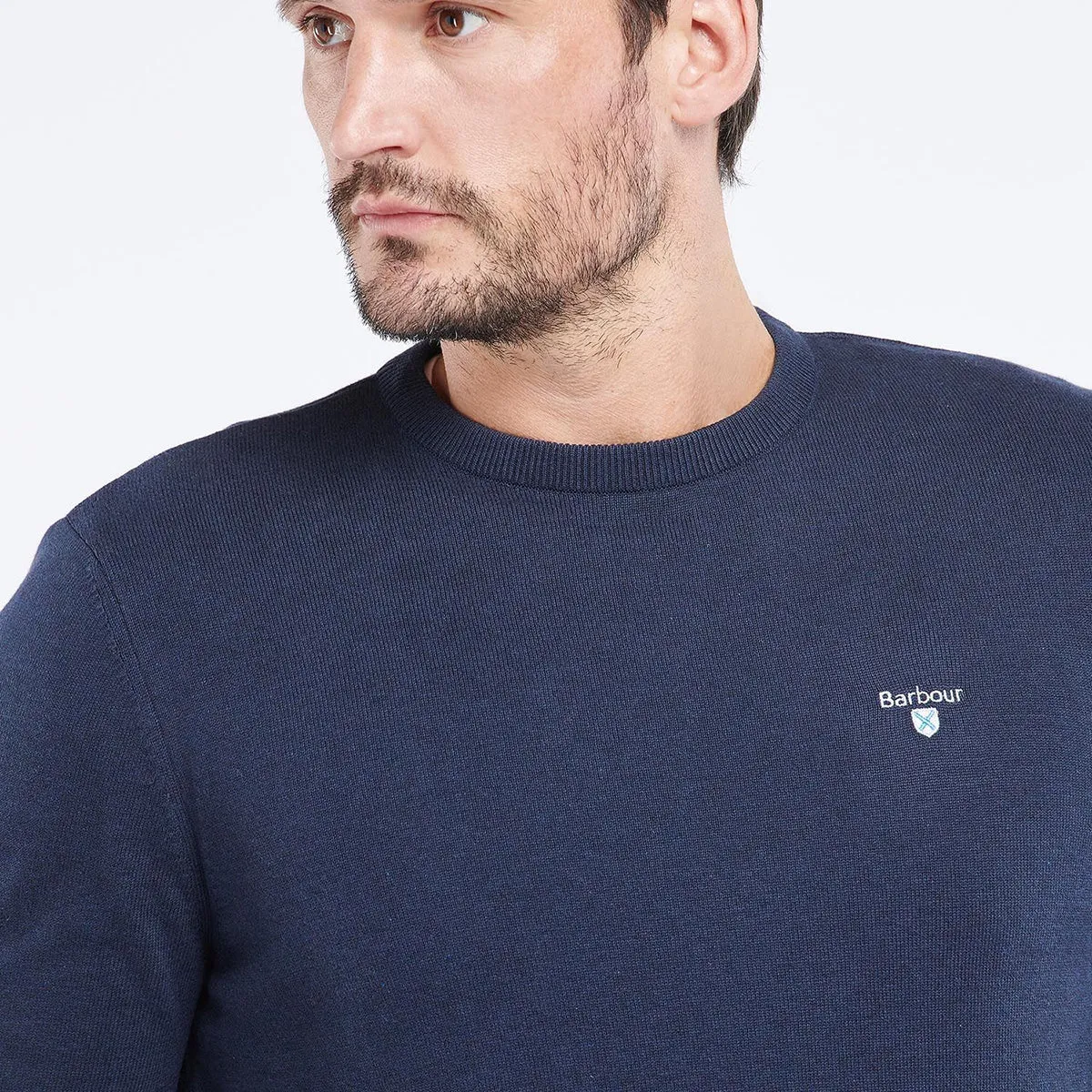 Barbour organic navy crew neck jumper