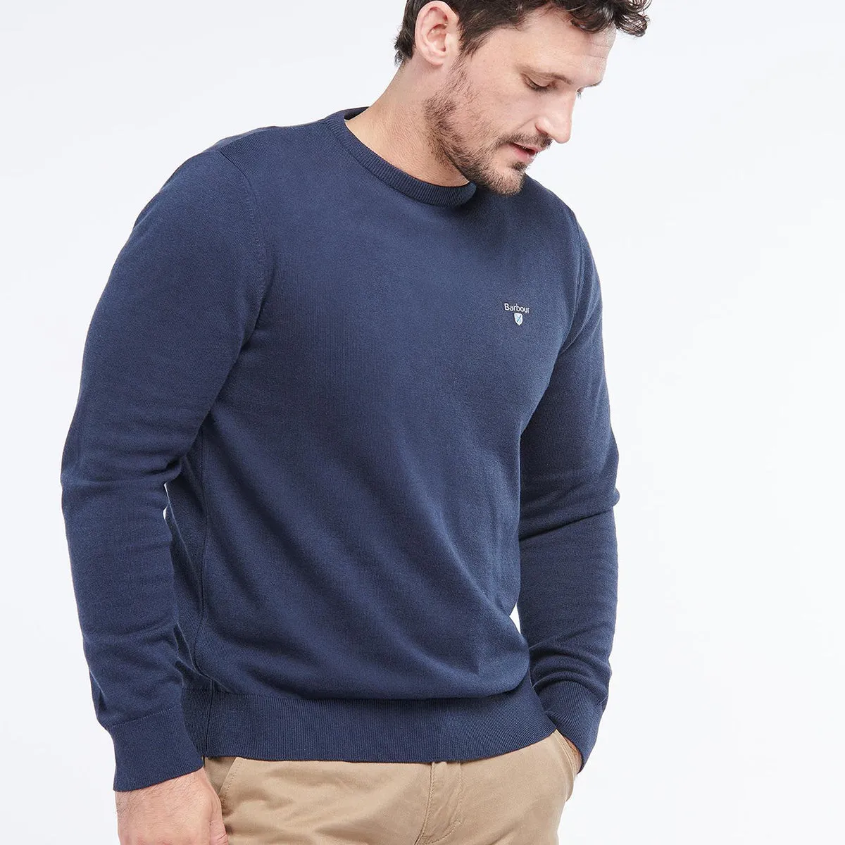 Barbour organic navy crew neck jumper