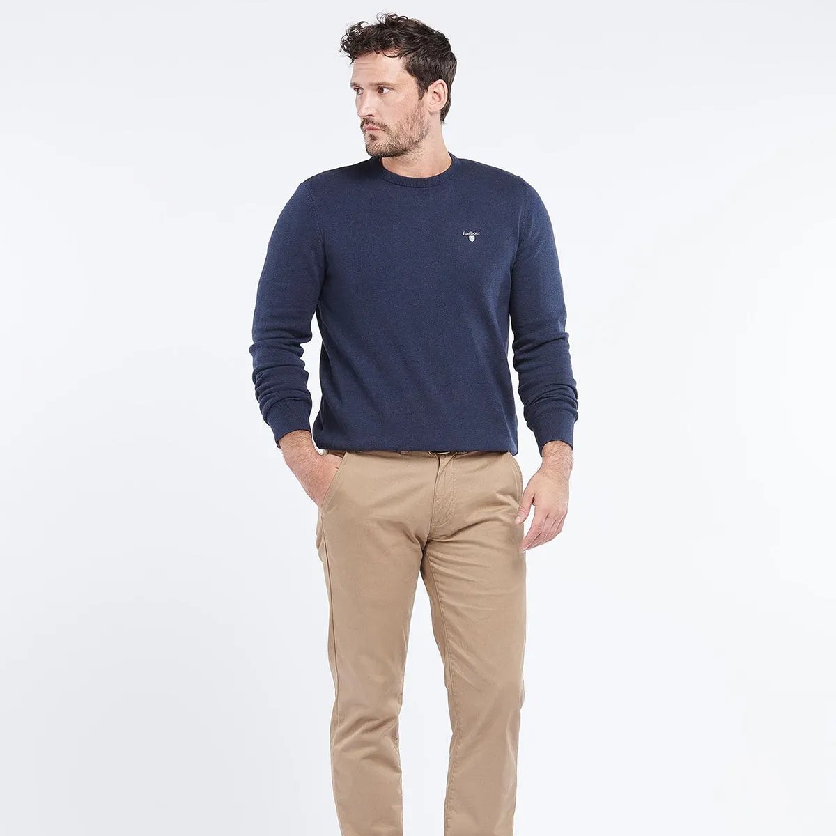 Barbour organic navy crew neck jumper