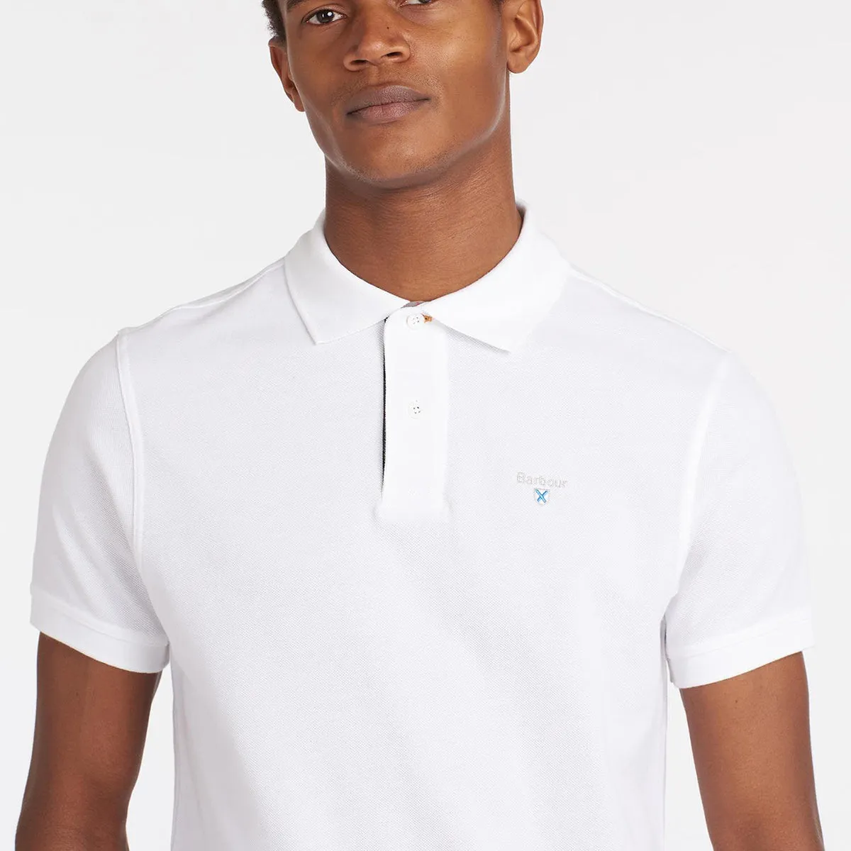 Barbour Pique Polo Shirt - White Tartan