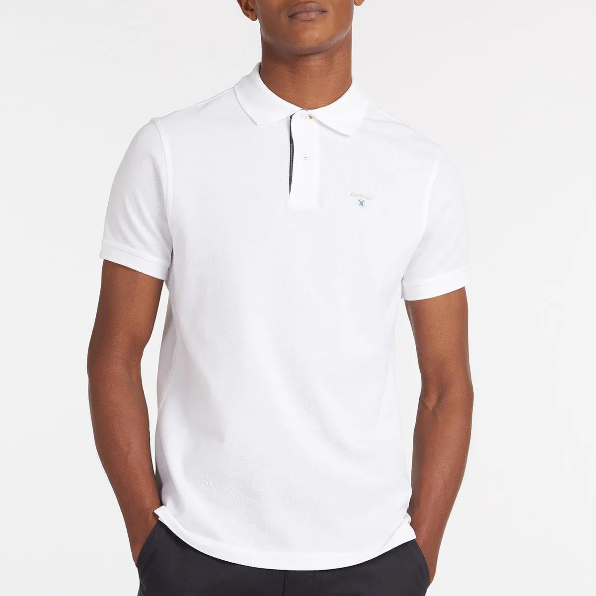 Barbour Pique Polo Shirt - White Tartan