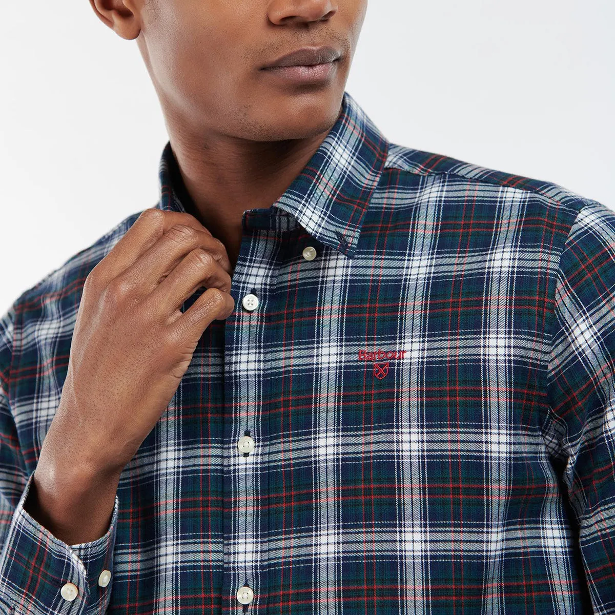 Barbour Portland Tailored Fit Navy Shirt - Shop Now.