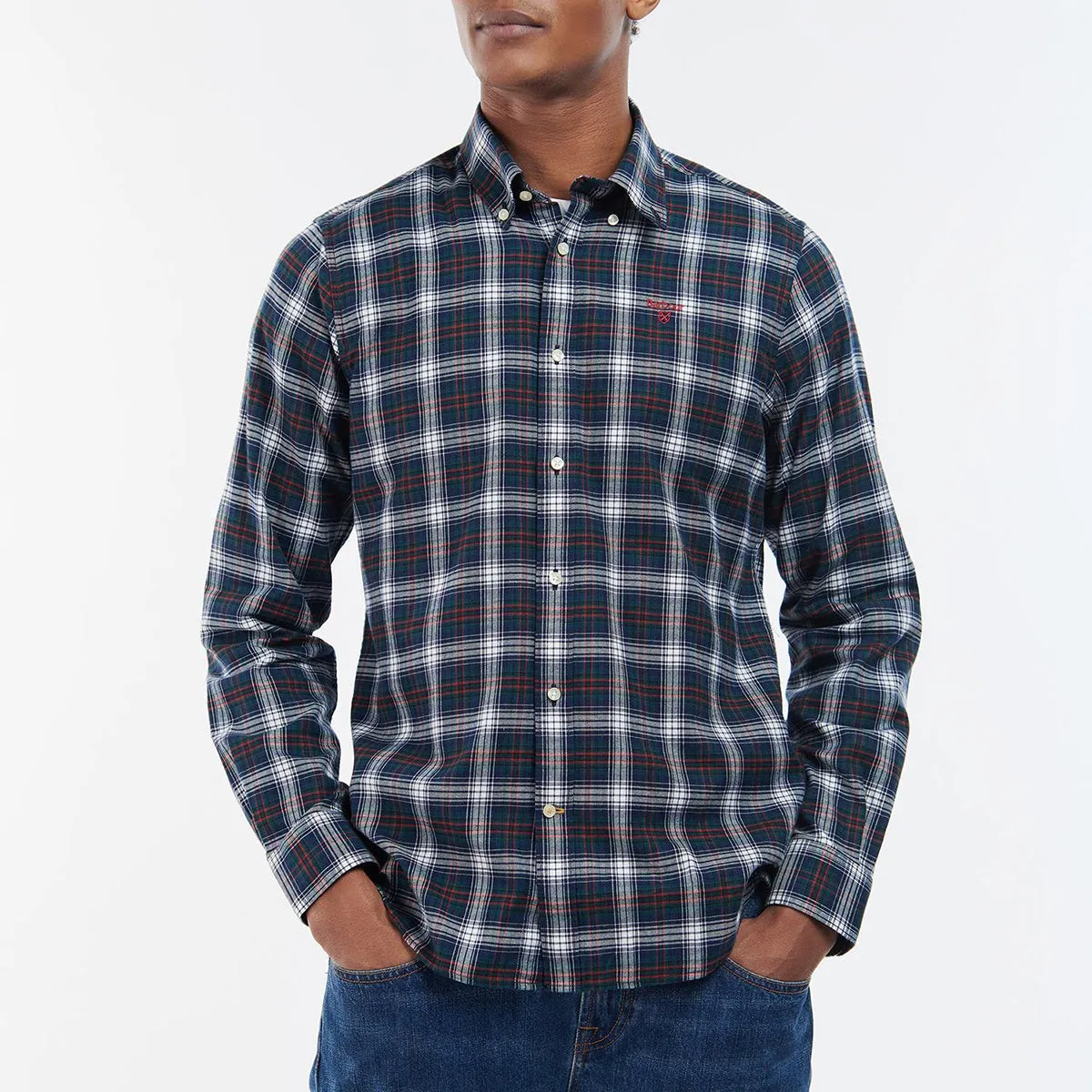 Barbour Portland Tailored Fit Navy Shirt - Shop Now.