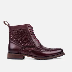 Belmont Burgundy Leather Wingtip Combat Boots