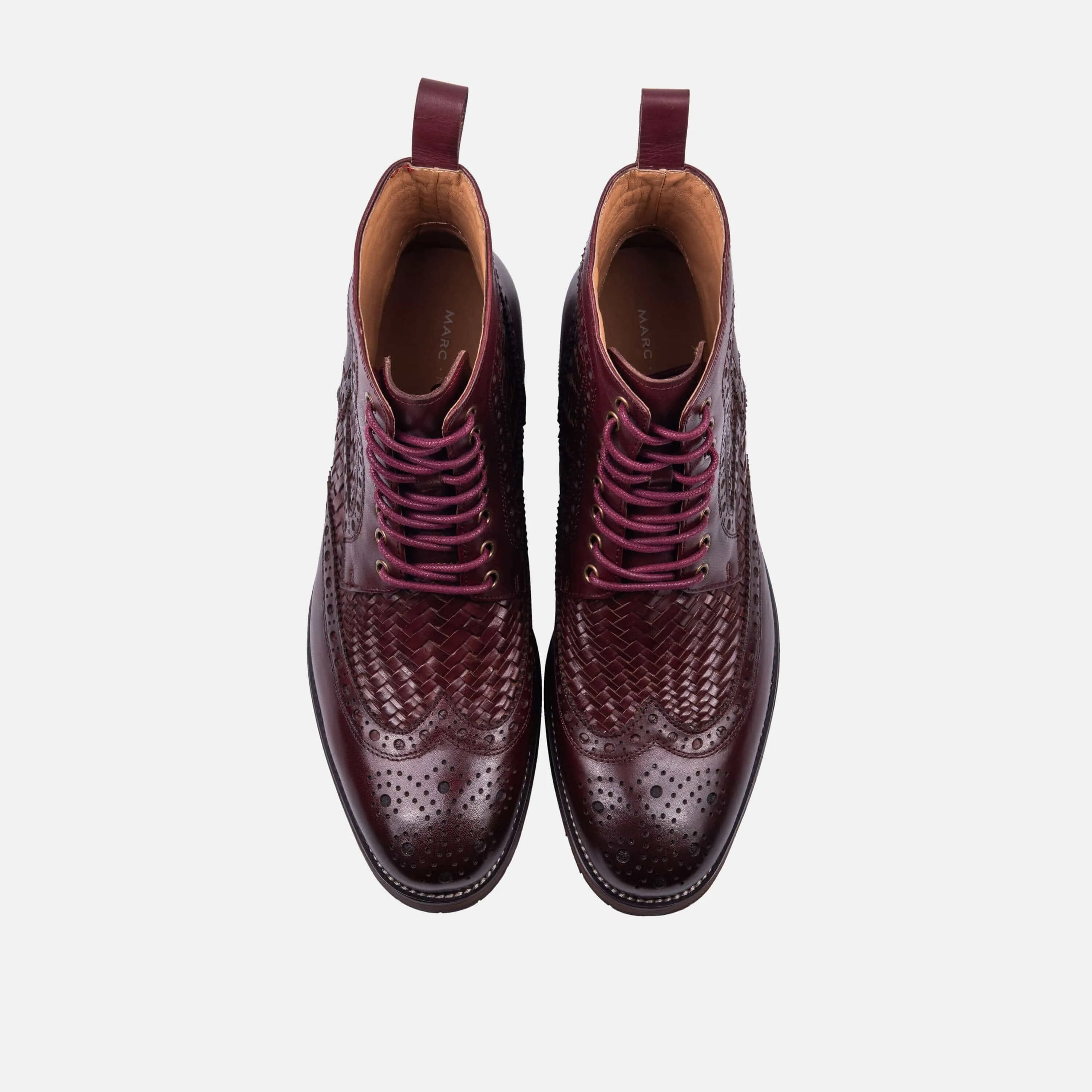 Belmont Burgundy Leather Wingtip Combat Boots