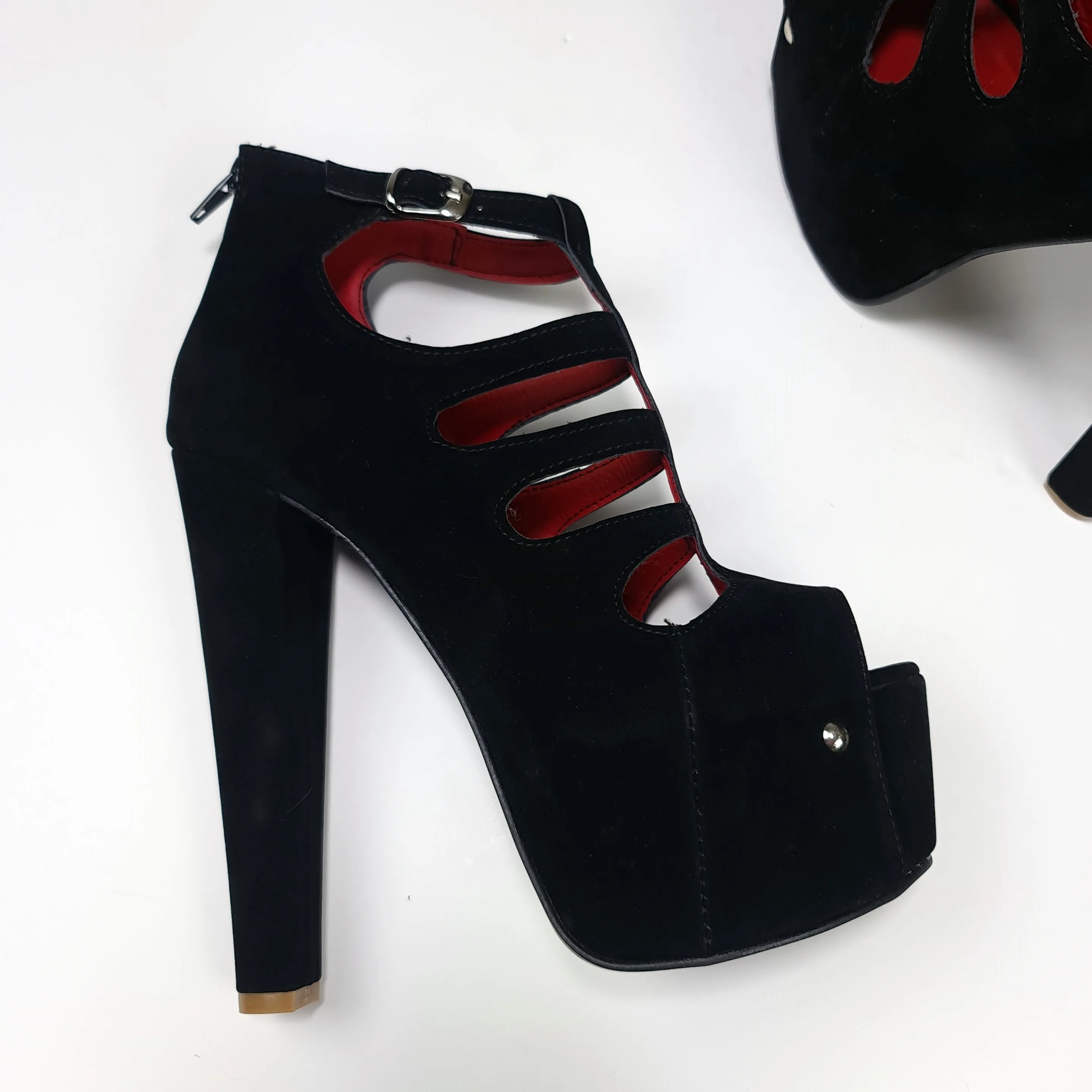 Black Chunky Heel Platform Sandals