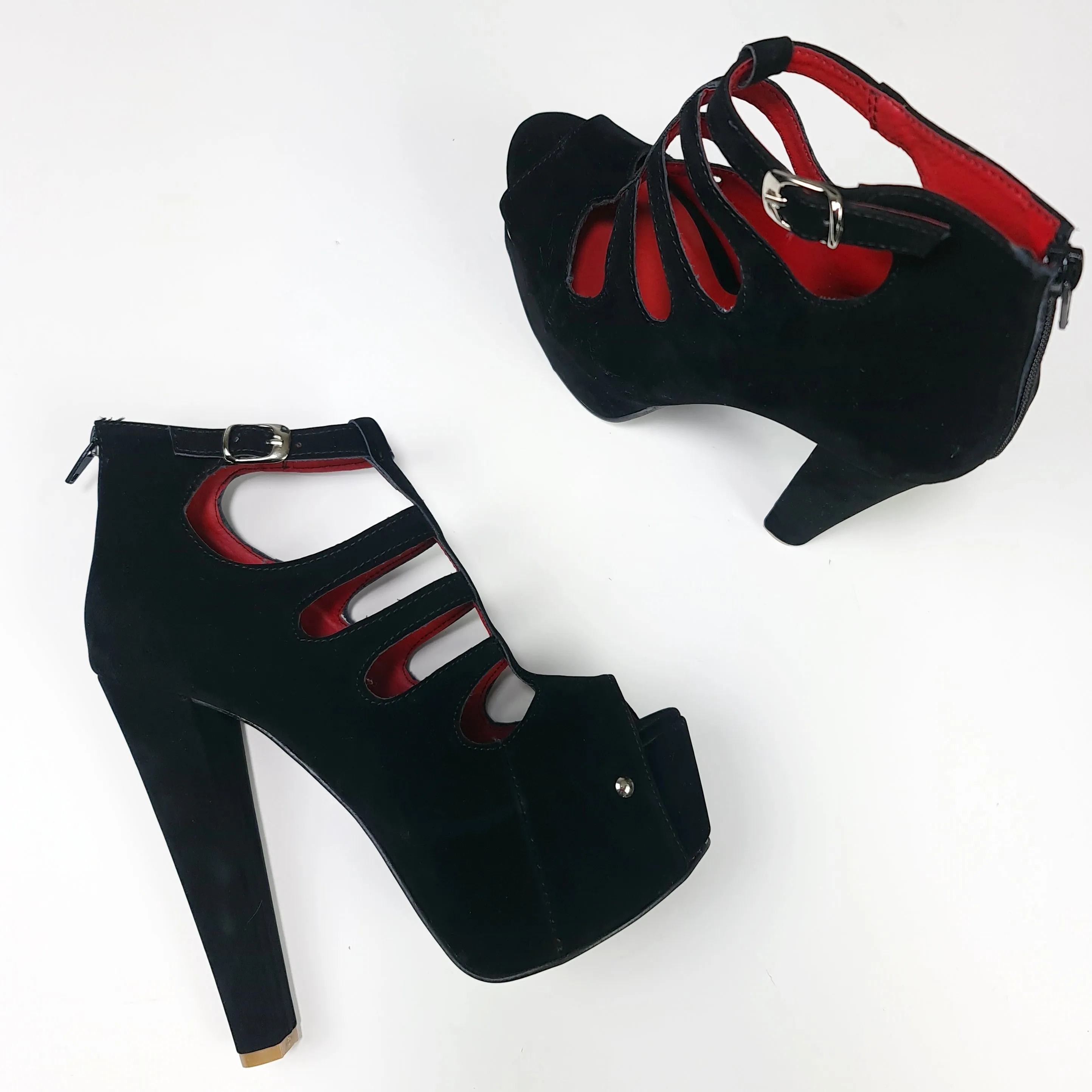 Black Chunky Heel Platform Sandals