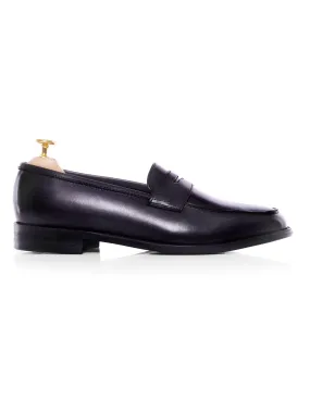 Black Grey Penny Loafer - Hand Painted Leather Patina