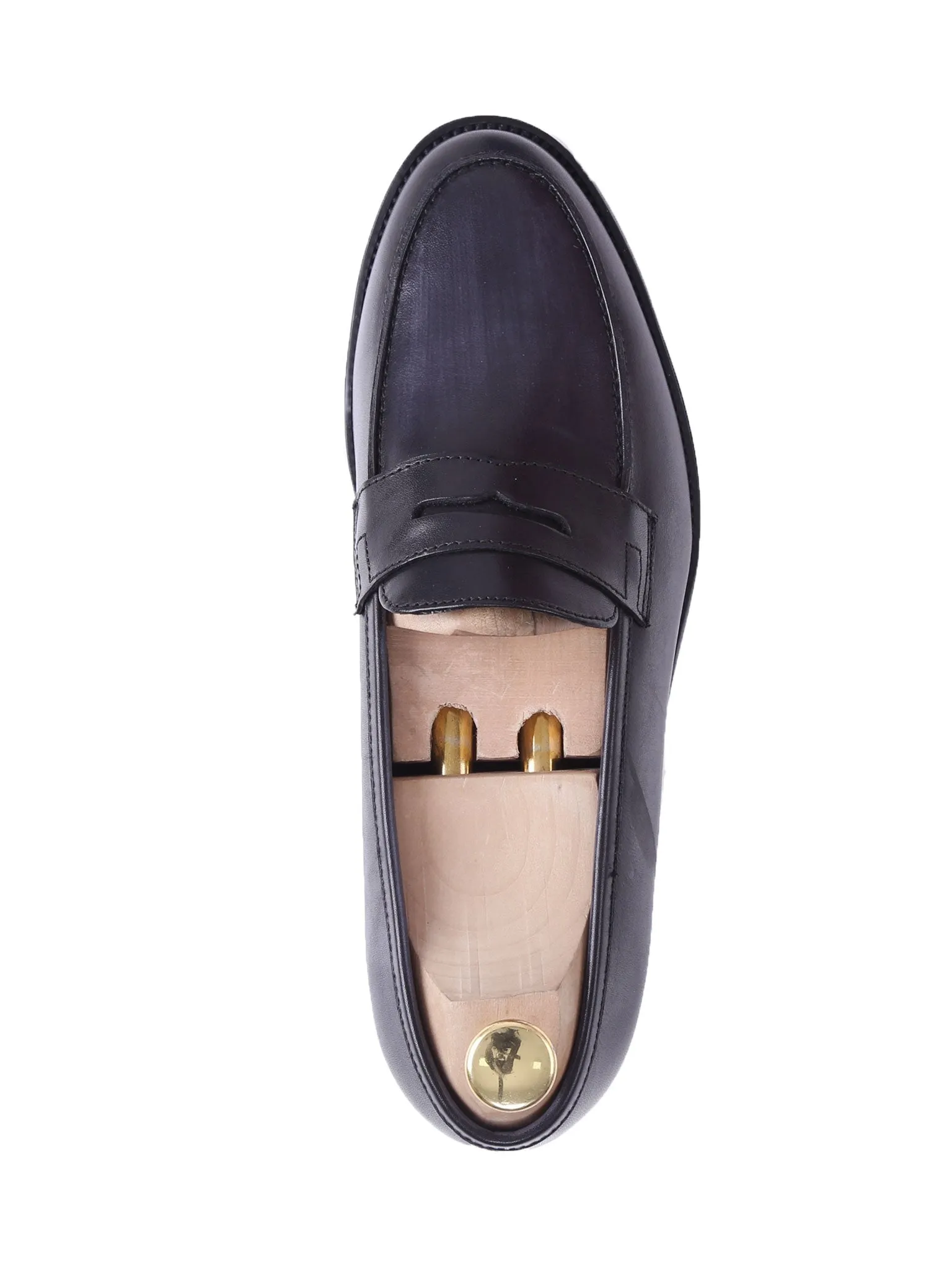 Black Grey Penny Loafer - Hand Painted Leather Patina