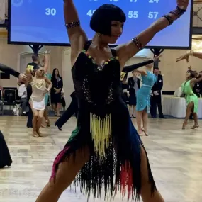 Black Latin Dress With Colorful Fringes