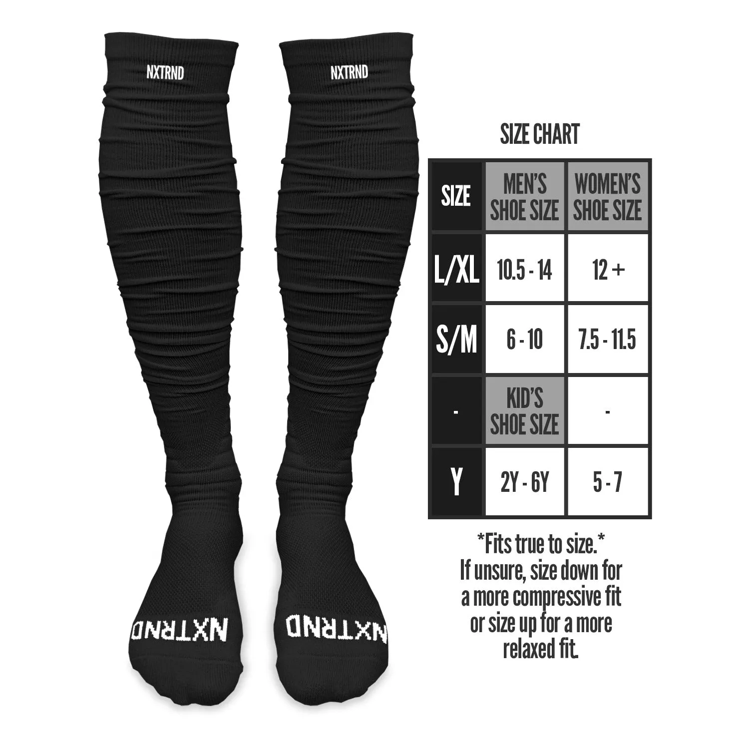 Black NXTRND XTD Football Socks with Scrunch Design