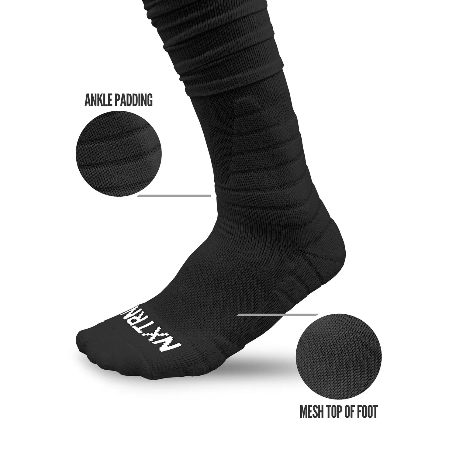 Black NXTRND XTD Football Socks with Scrunch Design