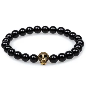 Black Onyx Gold Skull Bracelet - Shop Now!