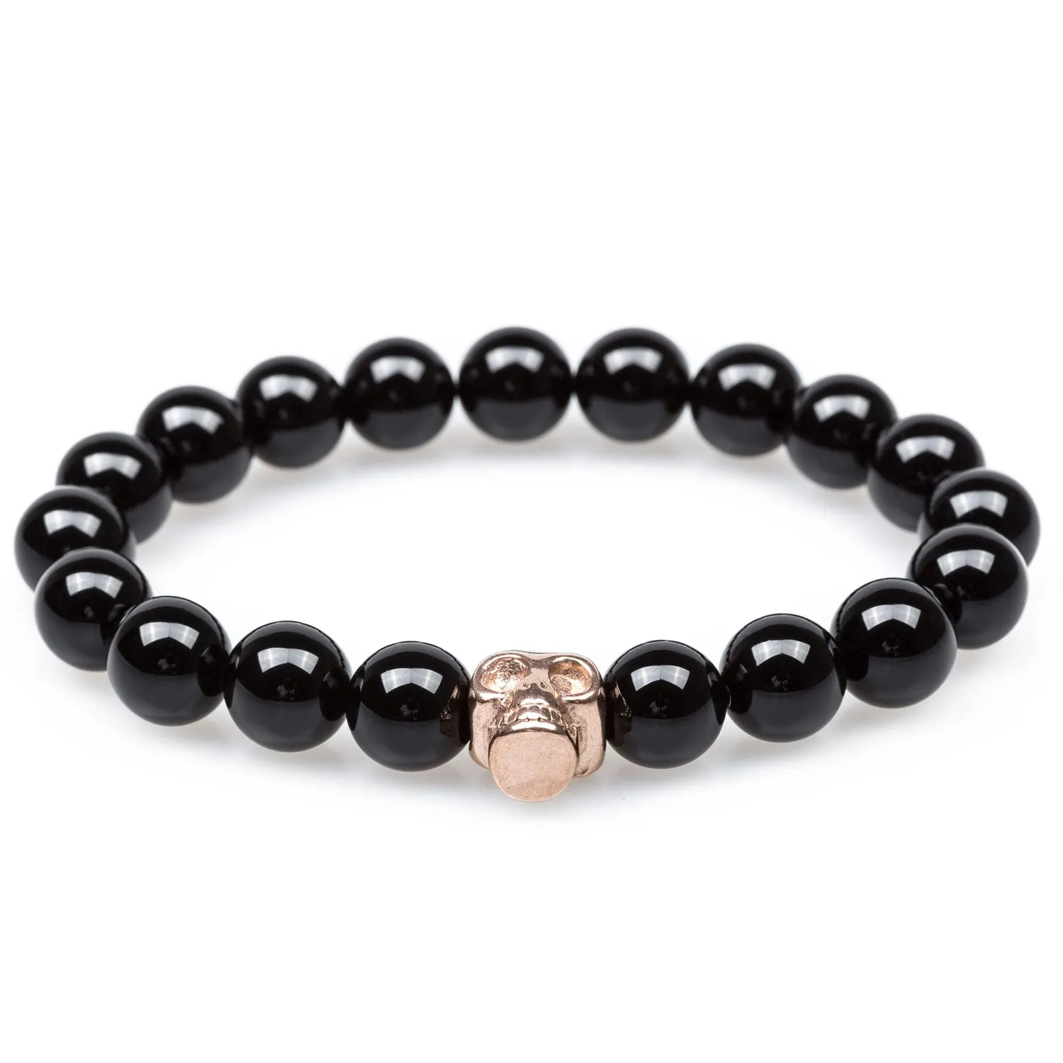 Black Onyx Rose Gold Skull Bracelet - Sirius