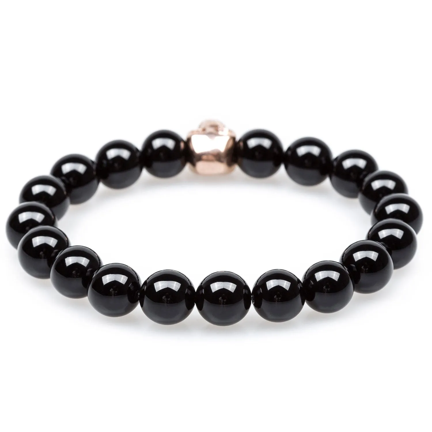 Black Onyx Rose Gold Skull Bracelet - Sirius