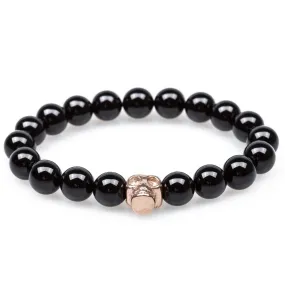 Black Onyx Rose Gold Skull Bracelet - Sirius