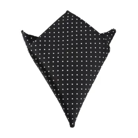 Black Pocket Square with Small White Polka Dots