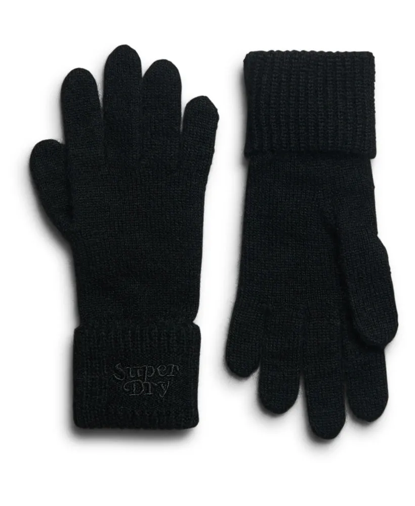 Black Rib Knit Gloves