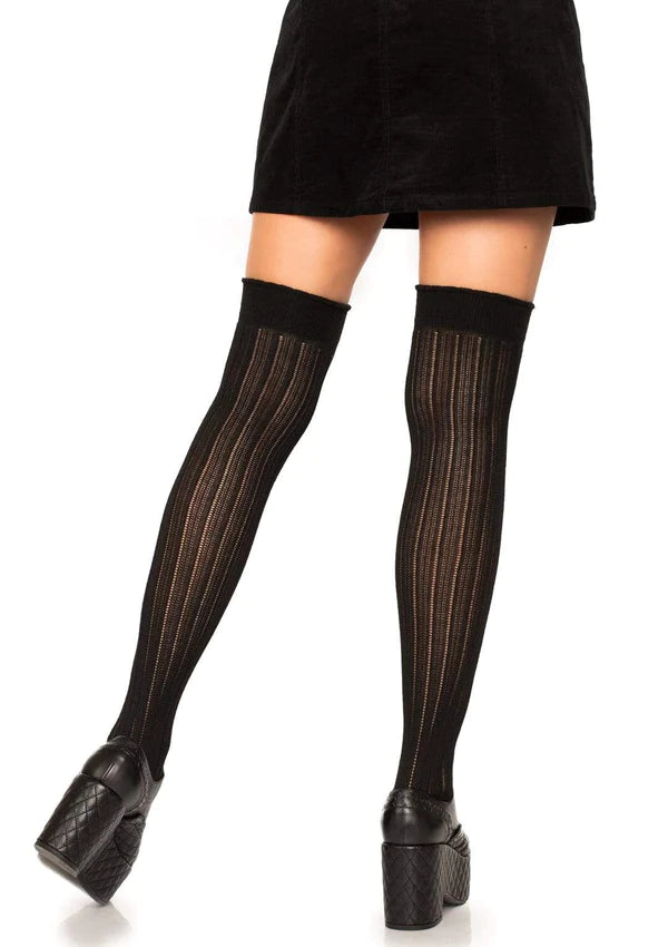 Black Rib Knit Over Knee Spandex.