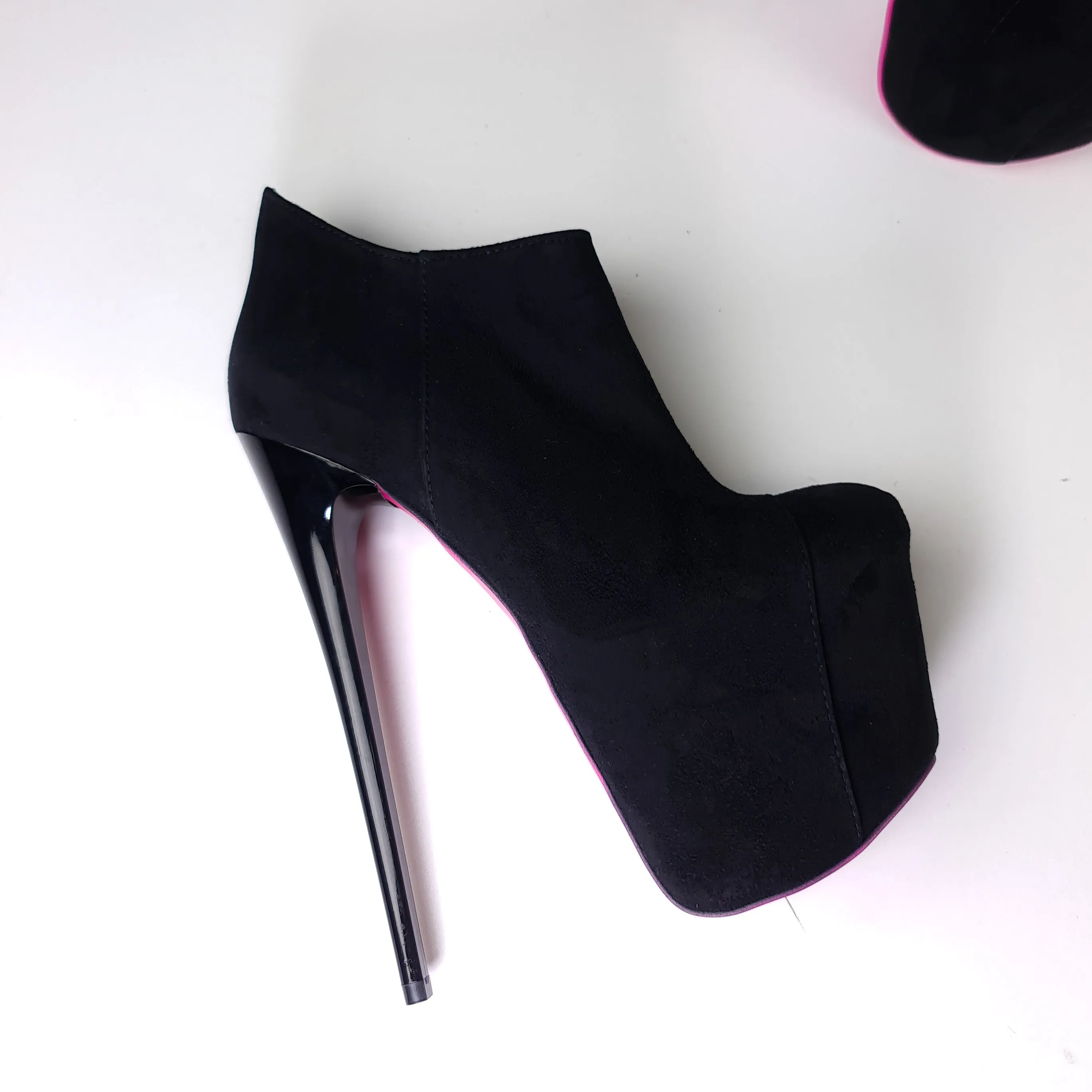 Black Suede High Heel Booties