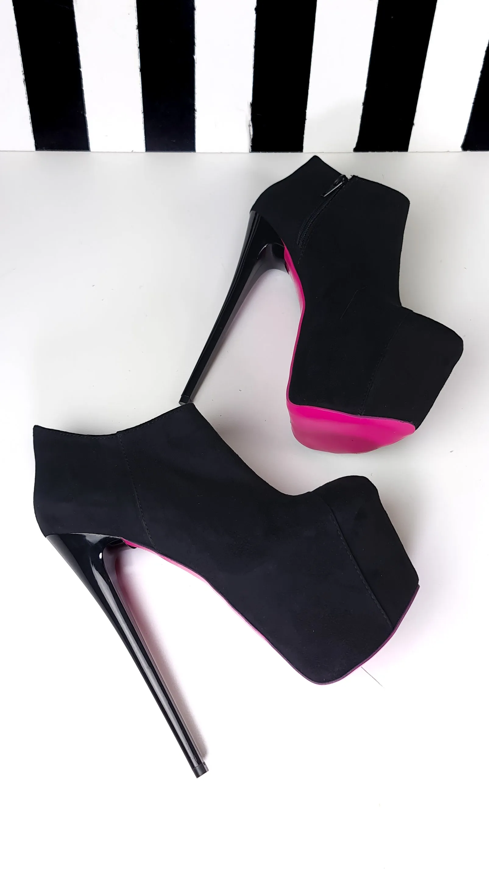 Black Suede High Heel Booties