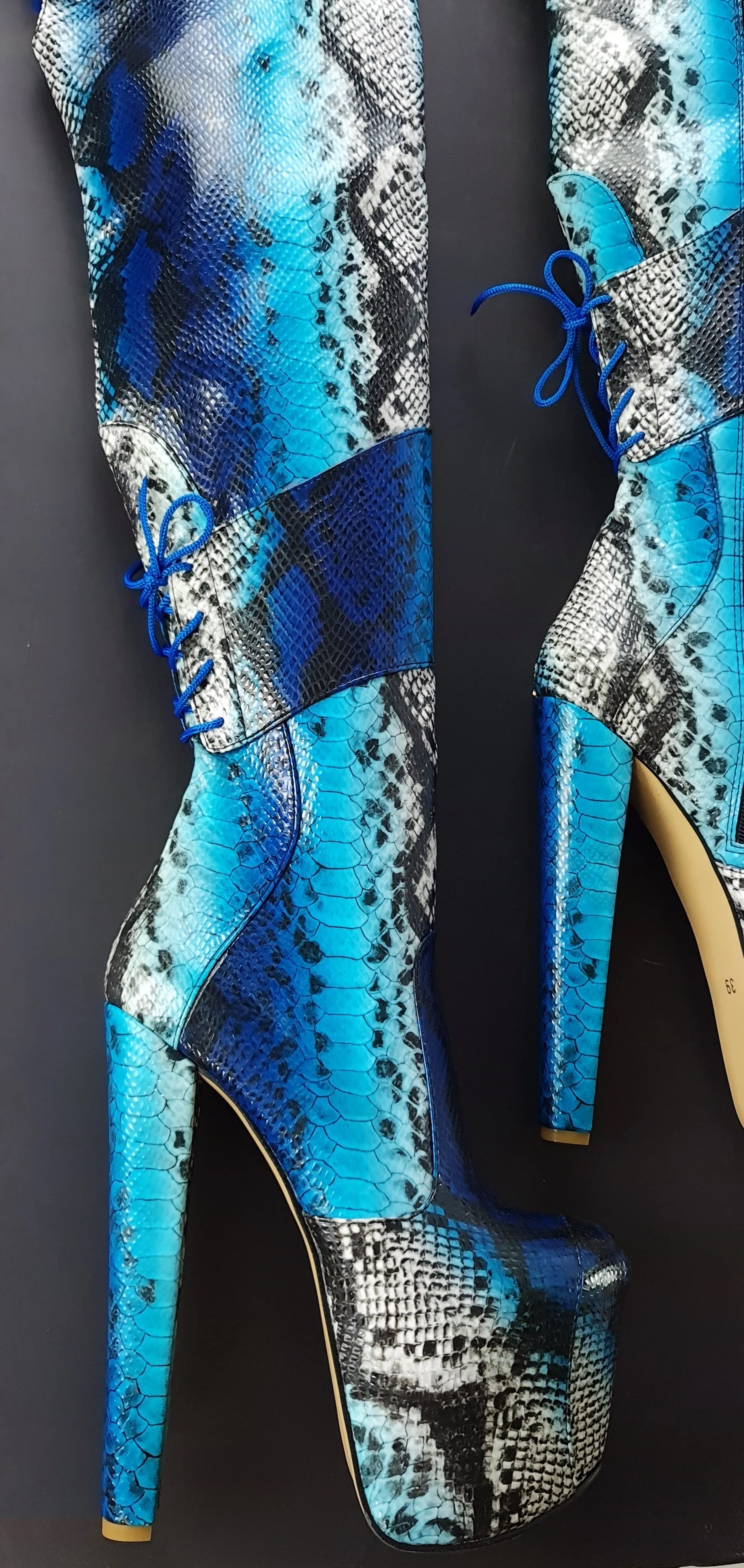 Blue Snake Thigh Boots