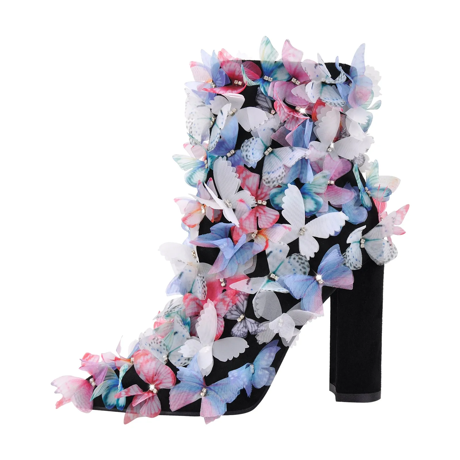 Butterfly High Heeled Ankle Boots