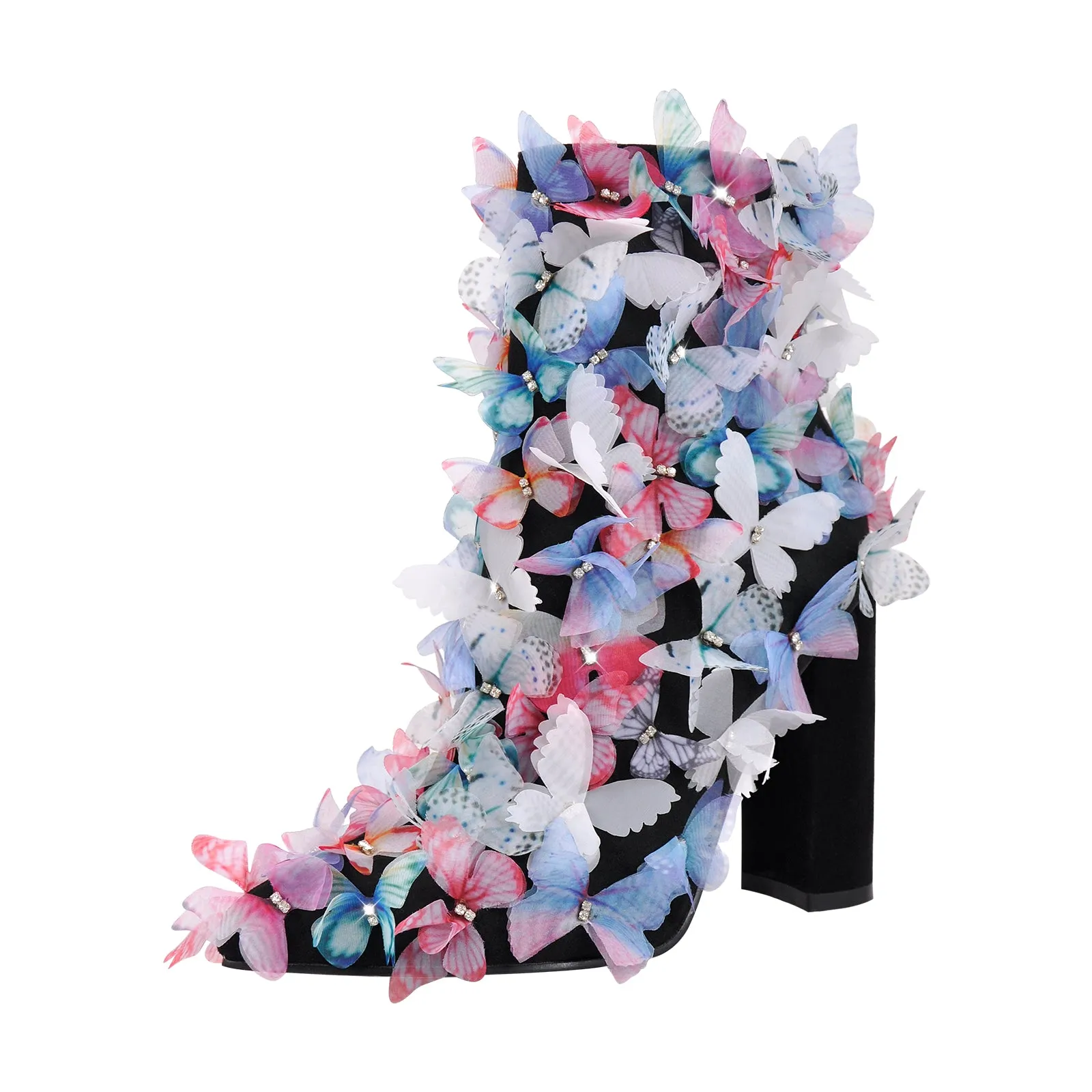 Butterfly High Heeled Ankle Boots