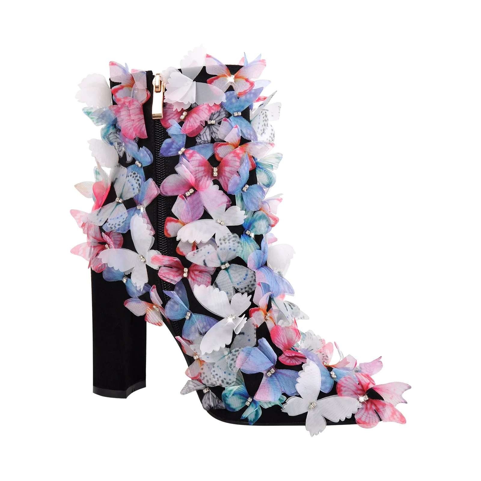 Butterfly High Heeled Ankle Boots