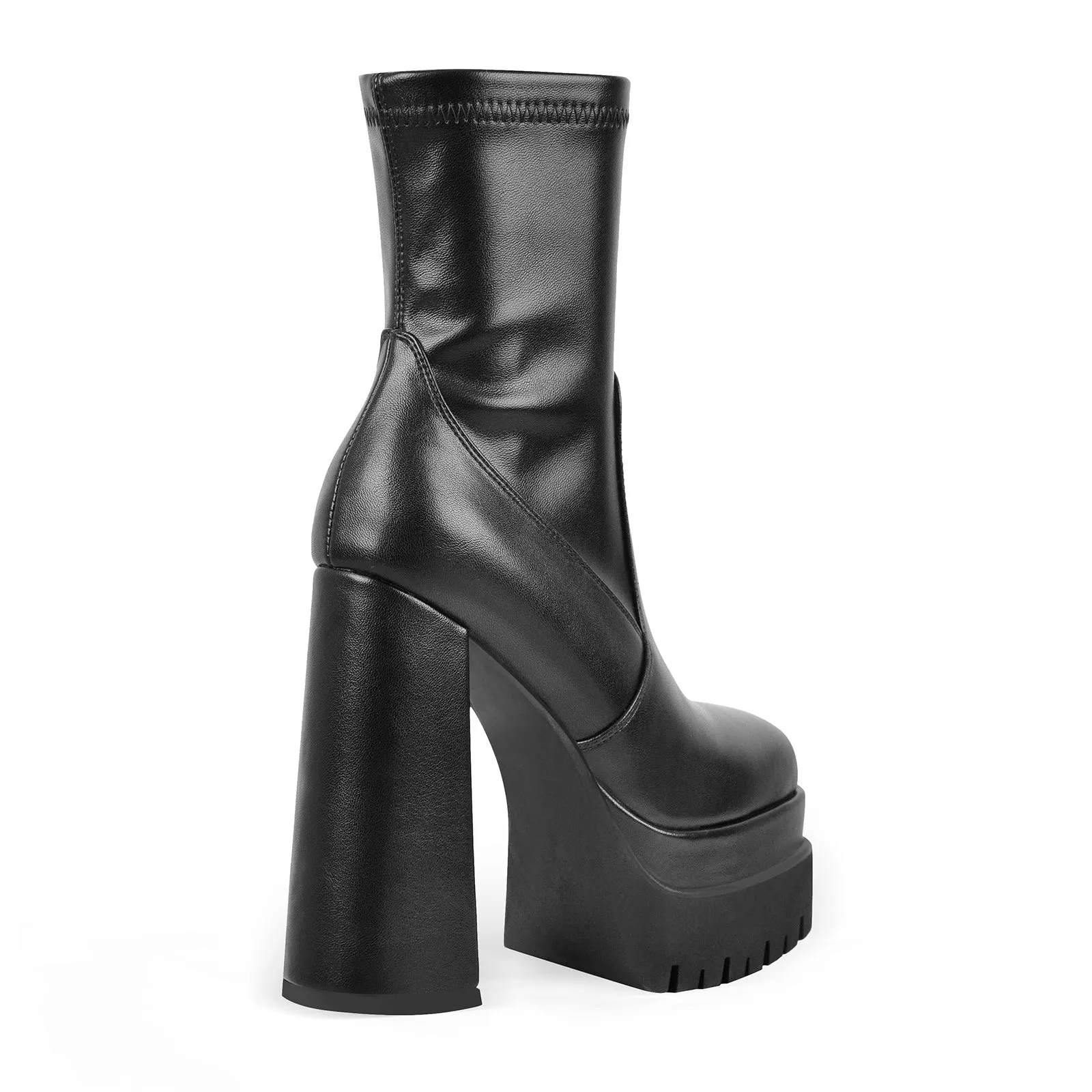 Chunky Heel Ankle Boots with Double Platform Zipper